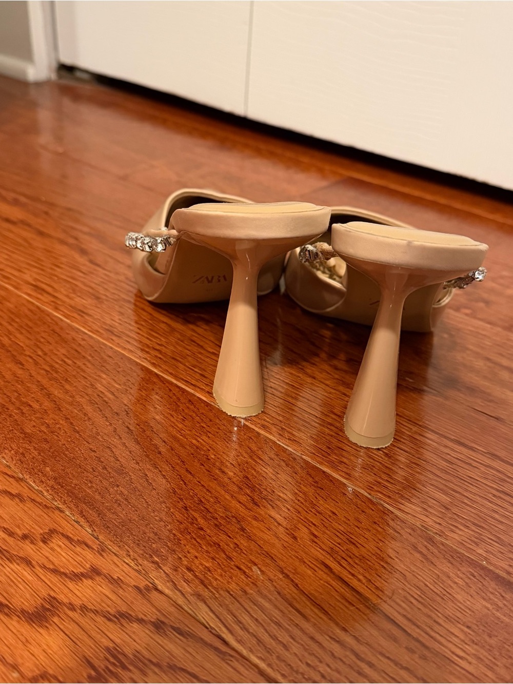 Zara Jeweled Satin Mule Nude - Picture 9 of 12